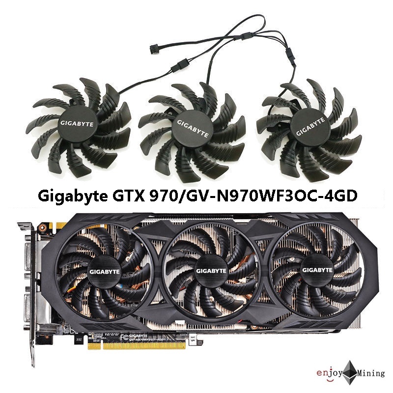 พัดลมการ์ดจอ Gigabyte GTX 970/GV-N970WF3OC-4GD graphics card cooling fan T128010SM/PLD08010S12H