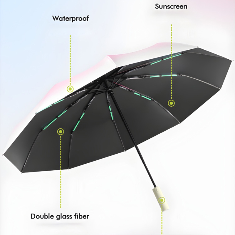 ร่ม ร่มอัตโนมัติ สีพื้น กันฝนกันแดดกันUV พกพาสะดวก น้ำหนักเบา กระดูกงู 10เส้น แข็งแรง ทนทานไม่กลัวลมแรง ร่มพับ B0106 รูปที่ 7