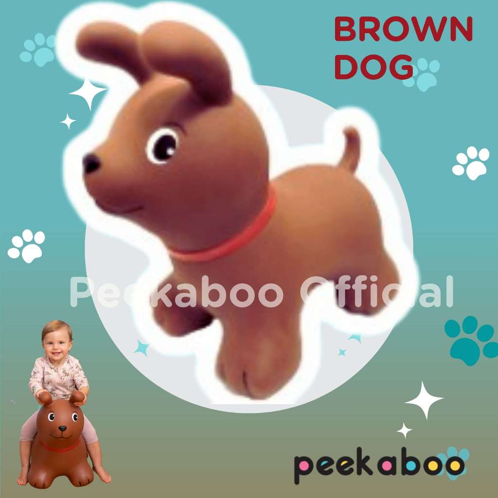 Jumpy Peekaboo จั๊มปี้ ตุ๊กตาสัตว์ยางกระโดดเด้งดึ๋ง - Dog Brown สุนัข สีน้ำตาล