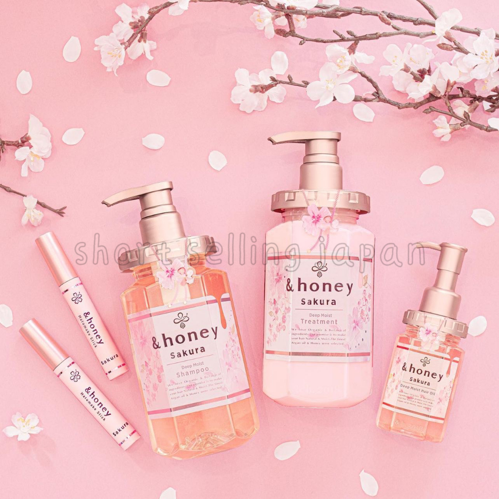 [แท้100%/พร้อมส่ง]แท้ Japan &honey Deep Moist Shampoo & Hair Treatment ซากุระมอยส์ 440 มล（แชมพู/ทรีตเมนต์）