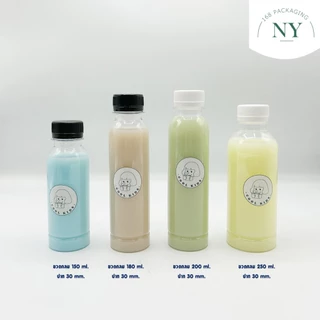ขวดpet ทรงกลม 200 ml. ( แพ็ค 20 ขวด พร้อมฝา ) ฝามีให้เลือกสีขาว/ดำ NY168 Packaging