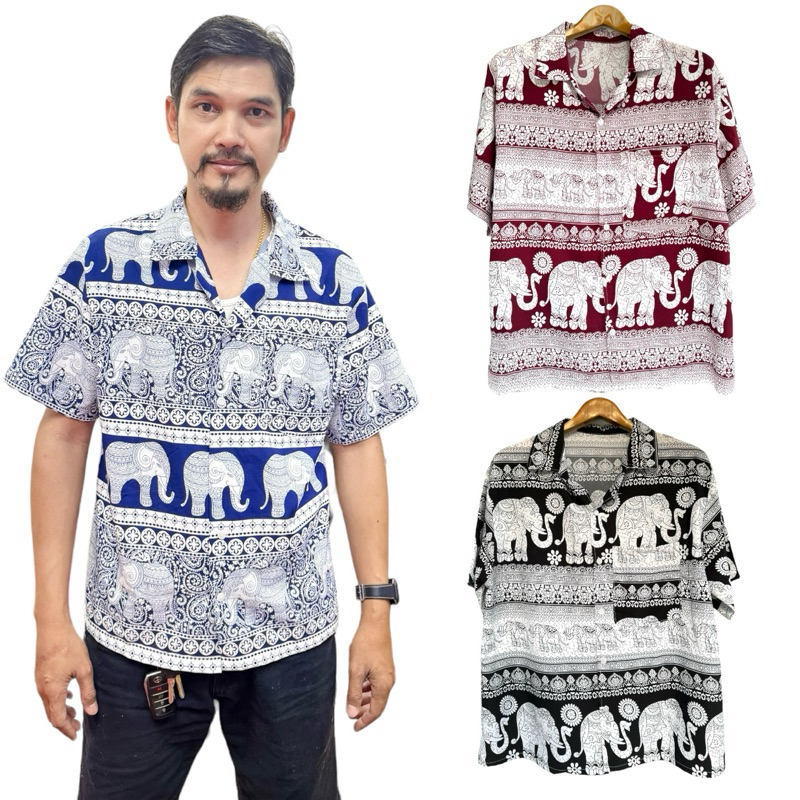 เสื้อฮาวายลายช้างใส่ไปทะเลผ้านิ่มใส่ไม่ร้อน