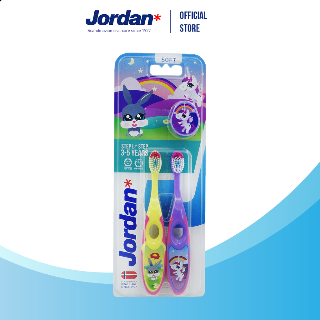 ⚡ ส่งของทุกวัน ⚡ [แพ็ค2ชิ้น คละสี]  Jordan จอร์แดนแปรงสีฟันเด็ก Step 2 สำหรับ 3-5 ปี รูปที่ 2