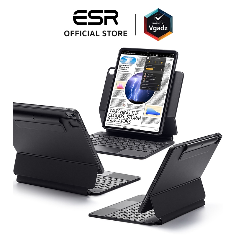 ESR เคสสำหรับ iPad Air 13" (1st/2024) รุ่น Rebound Magnetic Keyboard - คีย์บอร์ด US English - สี Charcoal Grey