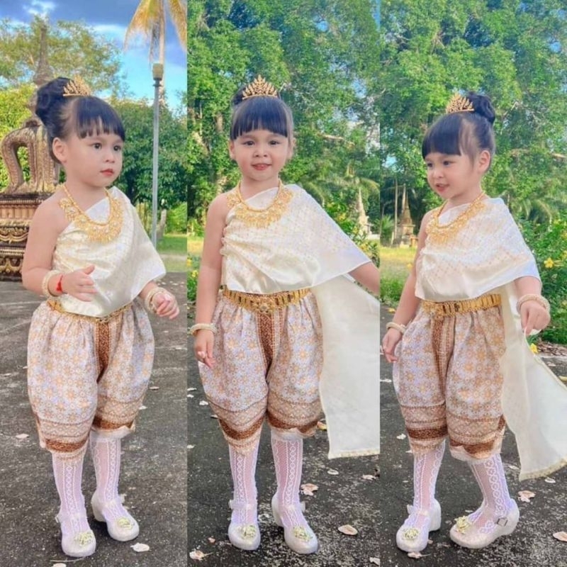 #kid ชุดไทยสไบโจงกระเบนเด็กหญิง ชุดไทยนางนพมาศ (ไม่รวมประดับ)