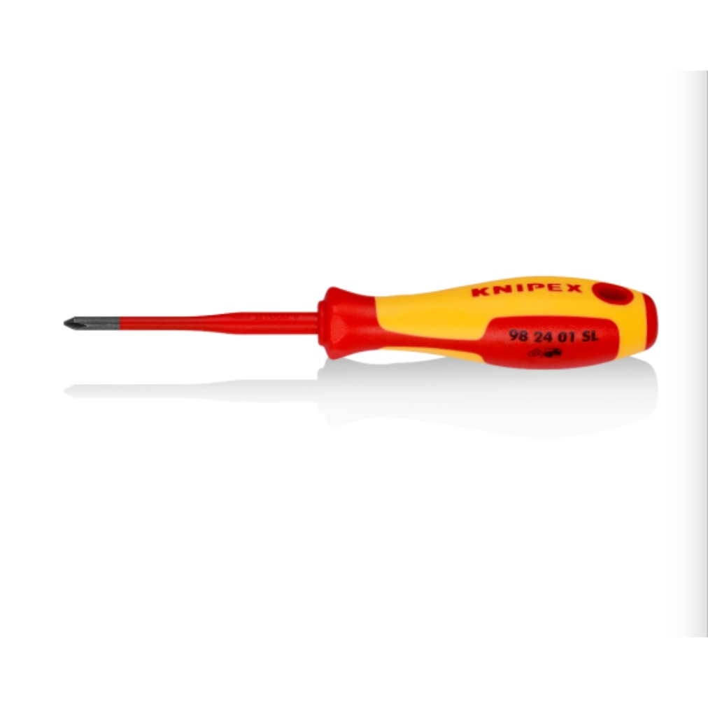 ไขควง (บางเบา) สำหรับสกรูหัวผ่า KNIPEX NO.98 24 01 SL Screwdriver (Slim) for Cross-Recessed Screws, Size 187mm.