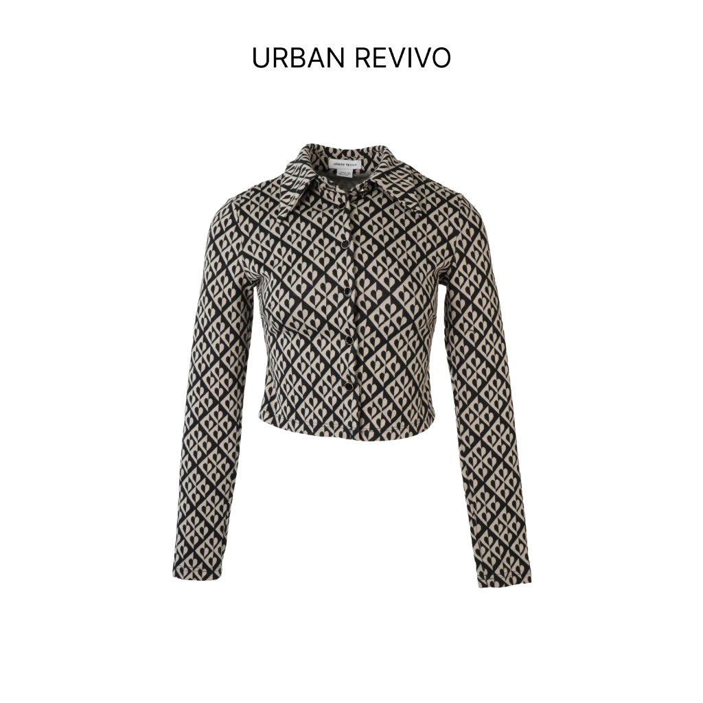URBAN REVIVO-เสื้อคาร์ดิแกนดีเทลหัวใจ-สีดำ D053-8