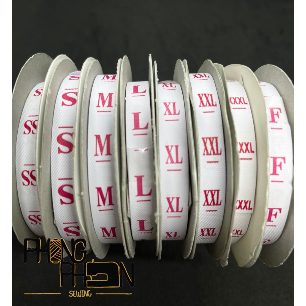 ป้ายไซส์  ป้ายไซส์เสื้อพิมพ์ S M L XL XXL XXXL F SS XS