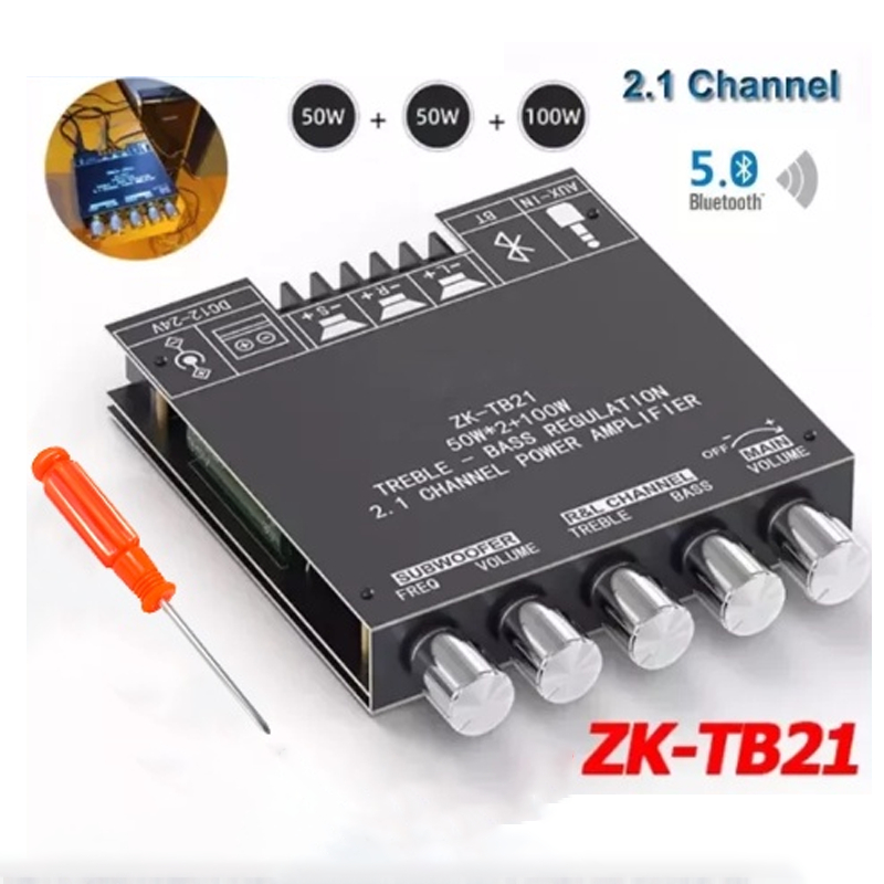 ZK-TB21/ZK-MT21 Bluetooth 5.0 เครื่องขยายเสียงซับวูฟเฟอร์ 50WX2 + 100W 2.1 Channel Power Audio Stereo Amplifier