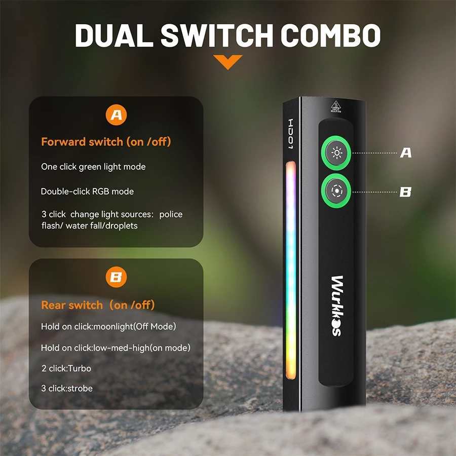 Wurkkos HD01 ไฟฉาย LED 4 โหมด 1200LM 6000-6500K