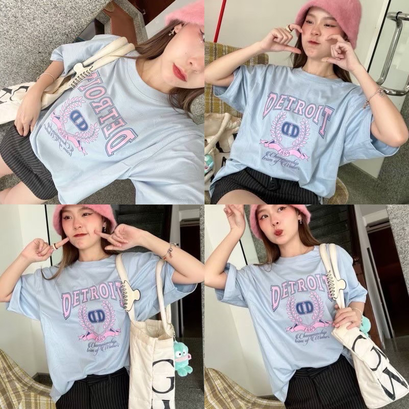 เสื้อยืดคอกลม เนื้อผ้าcotton100% ทรงoversize พร้อมส่ง