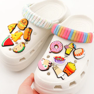 ตัวติดรองเท้า Pvc ตัวการ์ตูน อาหาร สำหรับตกแต่ง Diy รองเท้าหัวโต ติดง่าย น่ารัก