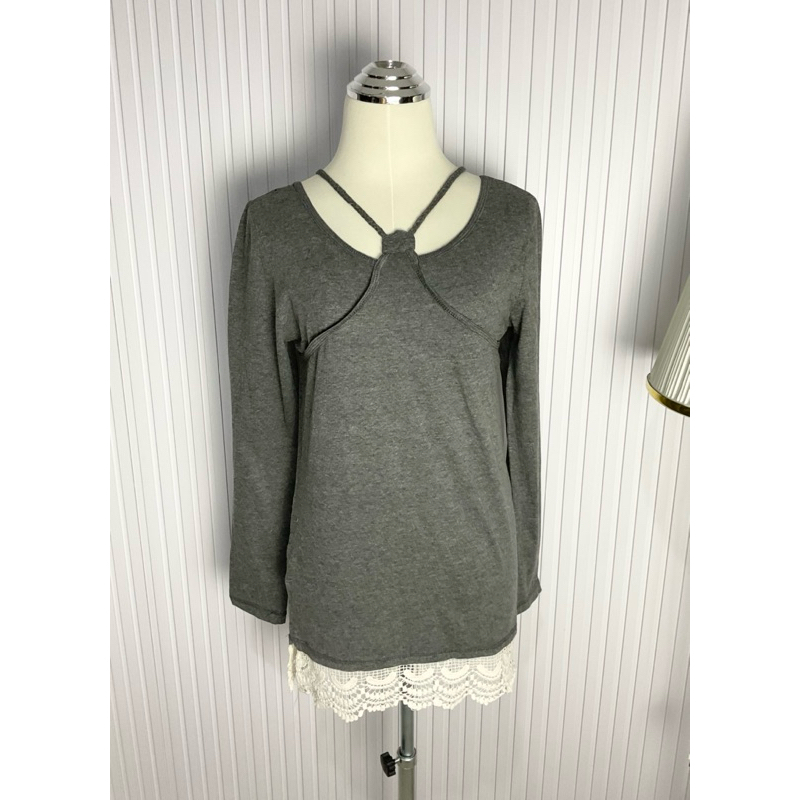 PM0077 เสื้อแขนยาว คล้องคอ มือ 2 ดีไซด์เก๋ สวยมาก