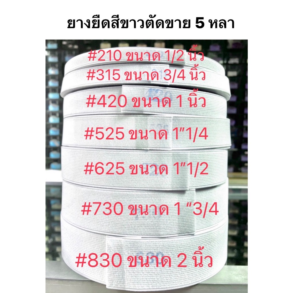 ยางยืด ยางยืดกางเกง สีขาว ( ตัดแบ่งขาย 5 หลา )
