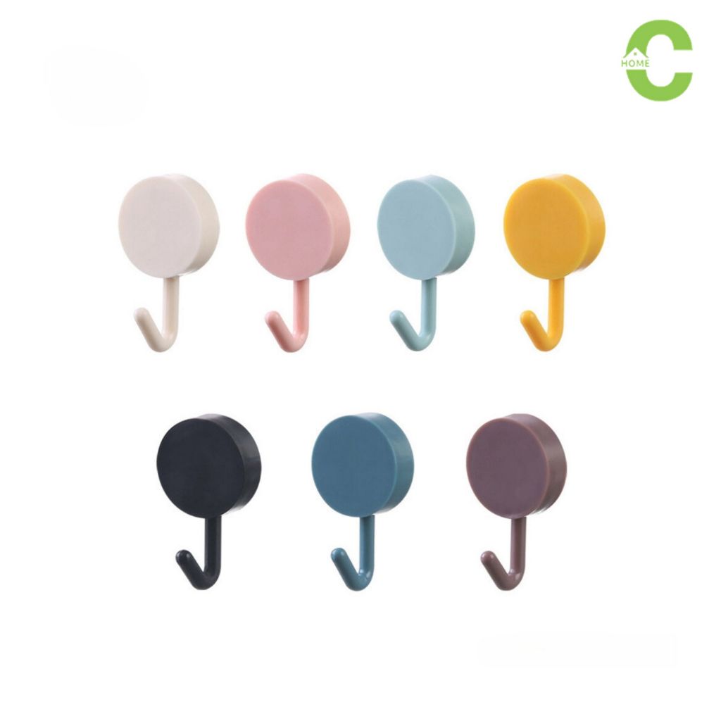 HOMEC ตะขอแขวนติดผนัง Wall hook ไม่ต้องเจาะ กาวติดแน่น ไม่หลุดง่าย 12ชิ้น 24ชิ้น ส่งแบบคละสี