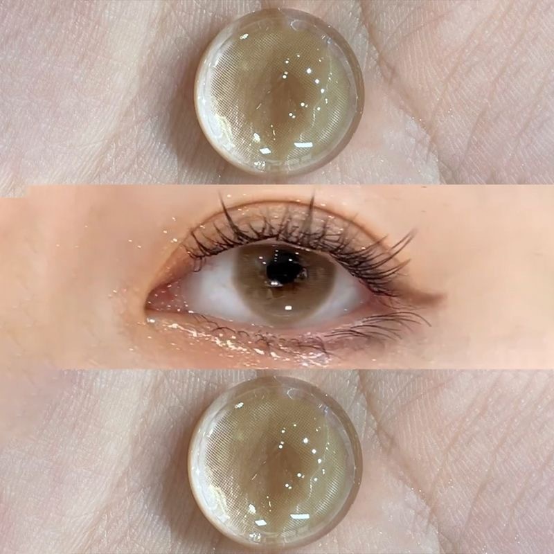 （COD）คอนแทคเลนส์สี คอนแทคเลนส์สีน้ำตาลอ่อนที่ขายดีที่สุด 1 คู่เลนส์ขนาดเล็ก 14.0 มม. ในสต็อก 1 ปี