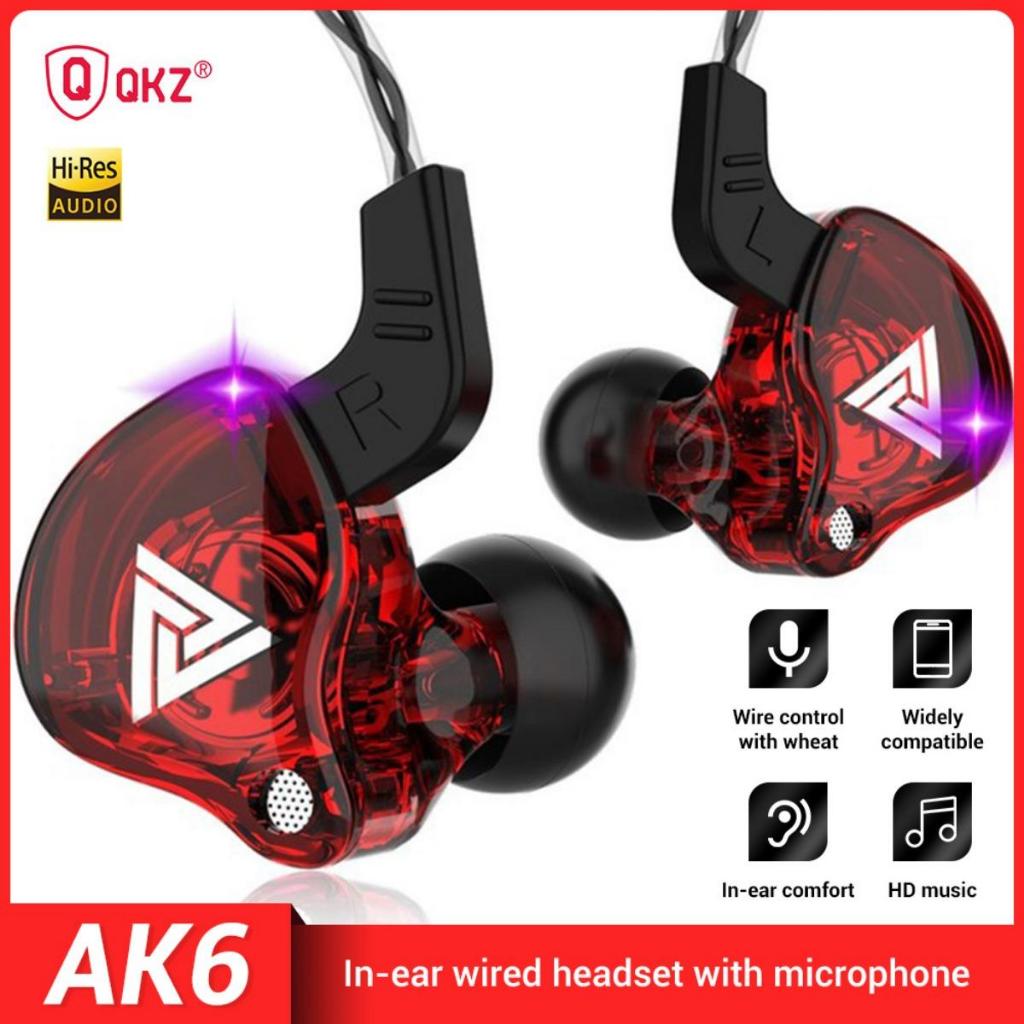 หูฟัง AK6 Earphone Sport Earbuds Stereo หูฟังอินเอียร์ ระดับเสียง HI-FI ไมค์เพิ่ม/ลดเสียง สายยาว 1.2 เมตร