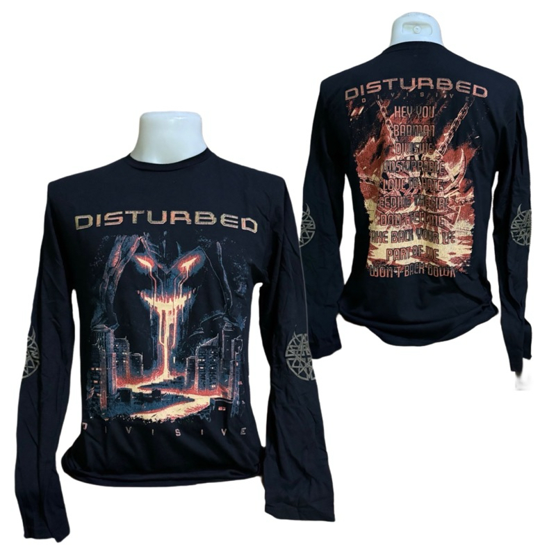 เสื้อวงแขนยาว DISTURBED T-SHIRT ลาย EUROPEAN TOUR '23 DIVISIVE ลิขสิทธิ์ของแท้ UK