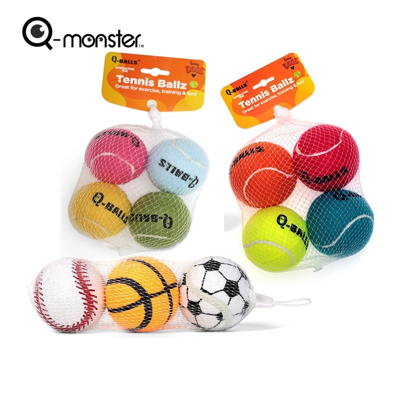 Q-monster Q-balls ลูกบอลฝึกทักษะสุนัข ทำจากยางพารา คาบหรือกัดเล่นก็ได้ Happy PETs