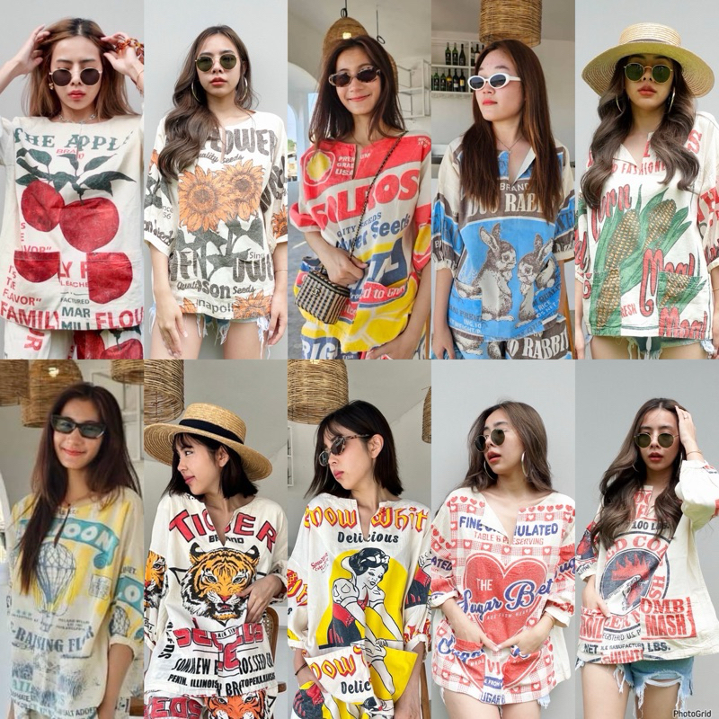 📌ทักก่อนสั่ง📌5656 เสื้อคอผ่า ผ้าดิบฟอกนิ่ม  วินเทจ oversise อก48” MTD