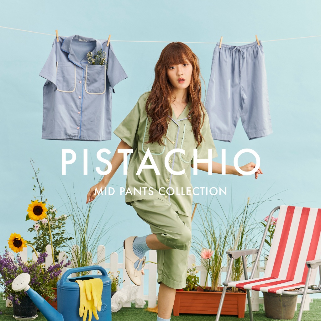 ชุดนอน sliptosleep - Pistachio Mid Pants Set