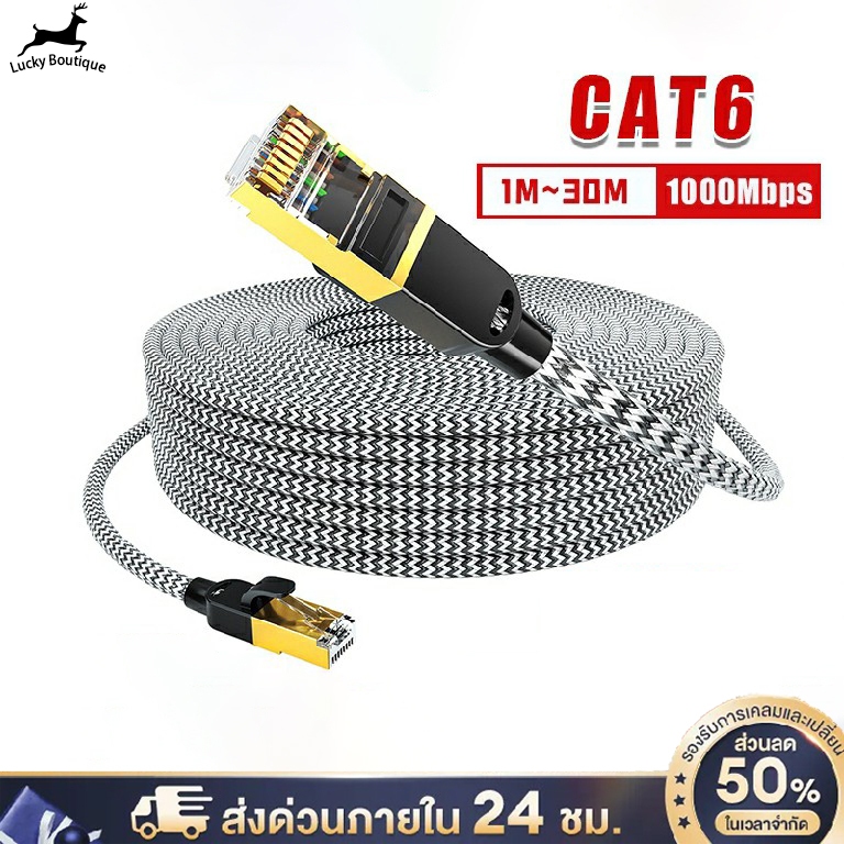 (ถักไนลอน) Category 6 Gigabit CAT cable สายเคเบิล สายเคเบิลเครือข่าย 3~30M