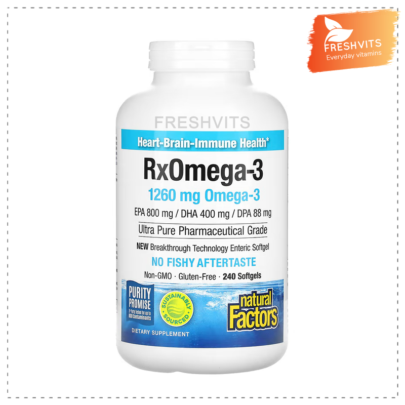 Natural Factors, Rx Omega-3 Factors, EPA 400 mg/DHA 200 mg, 120,240 Softgels