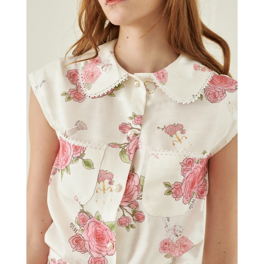 สินค้า Sale 30% เนื่องจากสีอ่อนกว่ารูปใน Lookbook Wila-Elena Sleeveless Shirt เสื้อเชิ้ตตัวยาวเข้ารูปแขนล้ำ(ไม่มีแขน) คอ