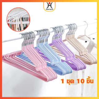 [ราคาสุดคุ้ม  ถูกที่สุด] ไม้แขวนเสื้อ ไม้แขวน เคลือบซิลิโคน กันผ้าลื่น สีพาสเทล 1 ชุด/10ชิ้น
