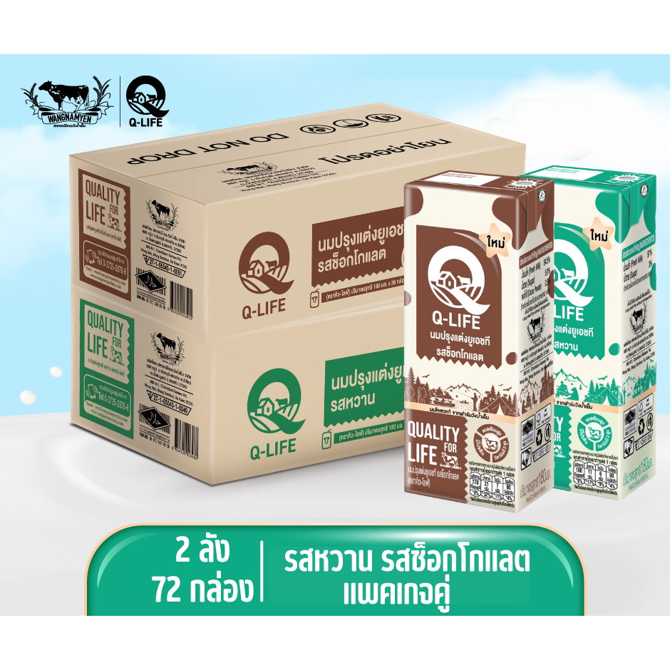 นม UHT รสหวานและรสช็อกโกแลต แพ็คเกจคู่ *โปรดสั่งแยกออเดอร์นมอัดเม็ด