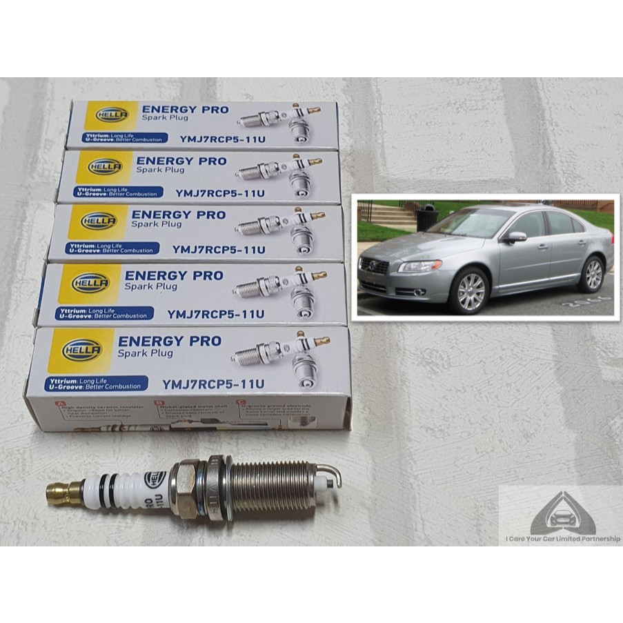 หัวเทียน ยิธเทรียม Volvo S80 II ( 2006 - 2016 ) 2.5T ชุด 5 หัว ระยะการใช้งาน 40,000 กม : Hella YMJ7R