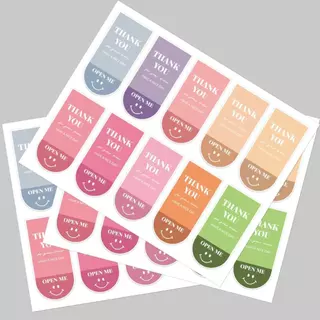 พร้อมส่ง สติ๊กเกอร์ ขอบคุณ สติ๊กเกอร์ติดกล่อง ติดแก้วกาแฟ น้ำ เครื่องดื่ม ตกแต่ง sticker thankyou