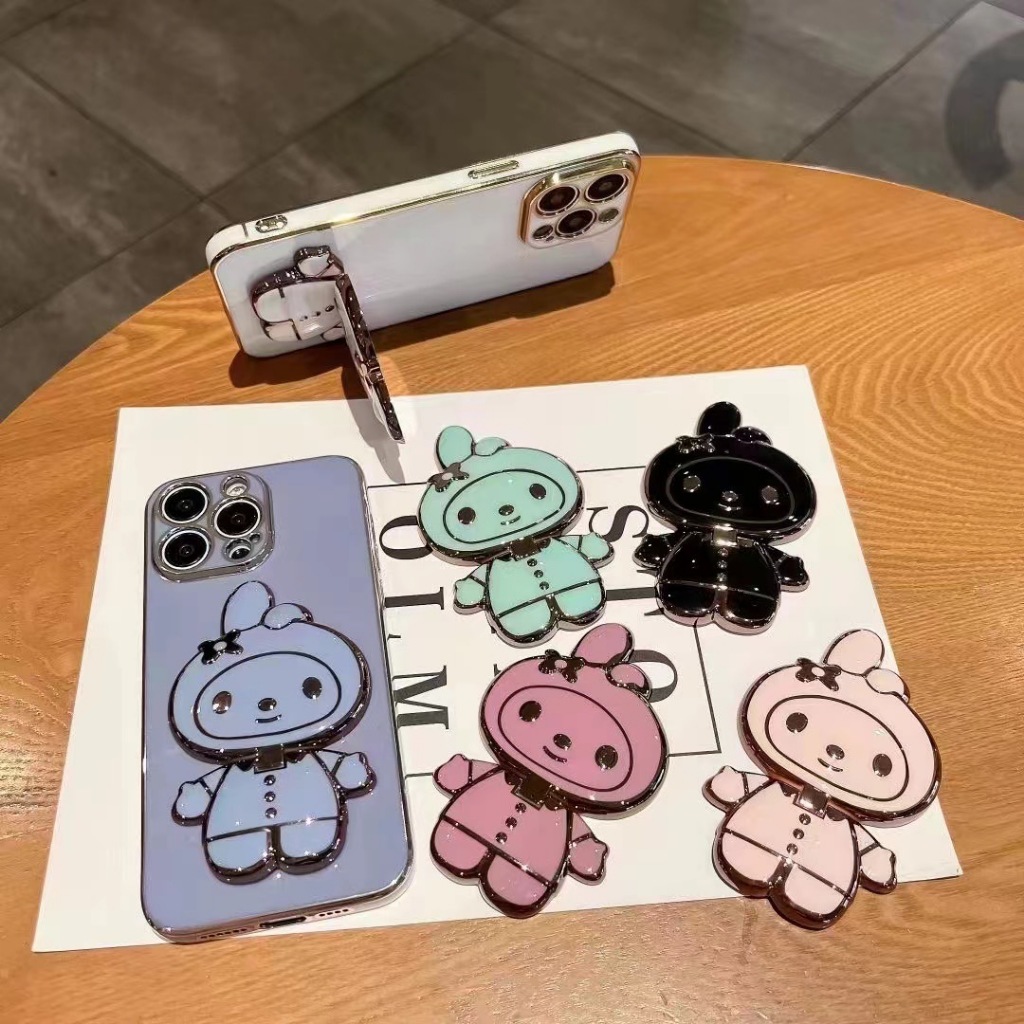 เคส เมโลดี้ กระจก ตั้งได้ สำหรับรุ่น IP i15 pro max plus  i14 pro max  เคสโทรศัพท์ กันกระแทก เคสนิ่ม