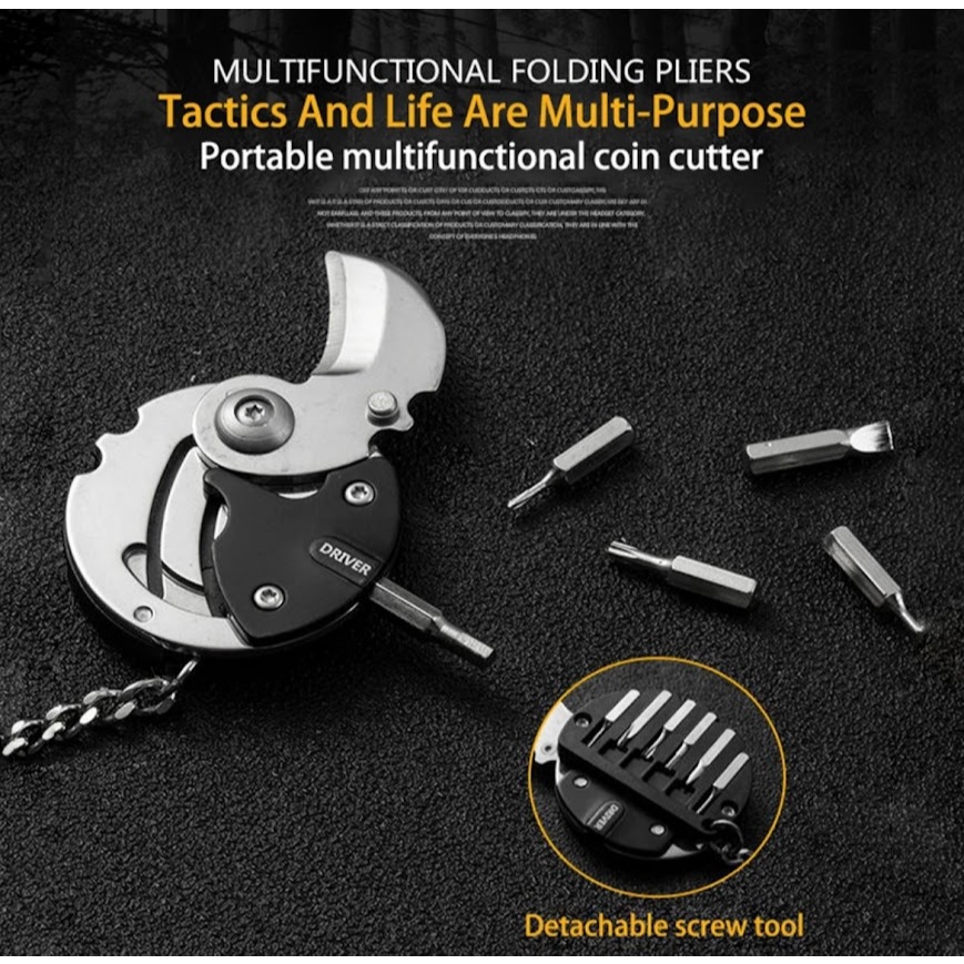 Mini EDC Keychain มีด Multi-Function Coin/Hexagon Shape พับมีดประแจ Corkscrew ขนาดสำหรับ Camping Hiking ของขวัญ