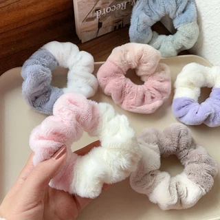 L056 ยางรัดผมสีทูโทน เส้นใหญ่ 9.5 ซม. ผ้านุ่ม พร้อมส่งจากไทย