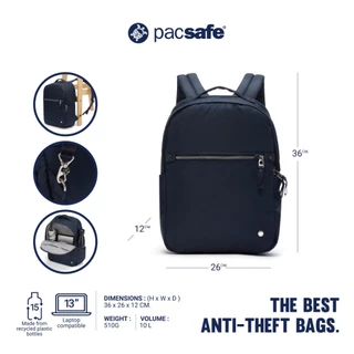 Pacsafe W 10L Anti-Theft Backpack กระเป๋ากันขโมย กระเป๋าเป้ สำหรับเดินทางและทำงาน | Fits 13" Laptop