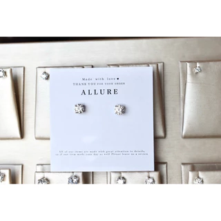 ต่างหูเงินแท้ 925 ประดับเพชร CZ Swiss Diamond งานฝัง 4 เตย - Allure Jewelry