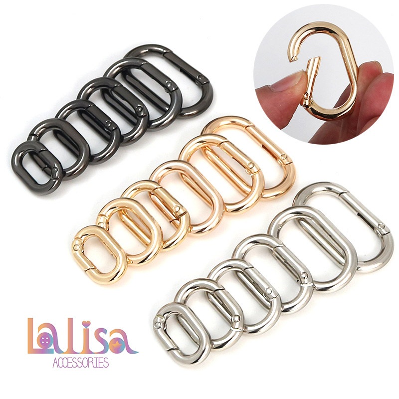 ฮาร์ดแวร์กระเป๋า อุปกรณ์หัวเข็มขัดโลหะ แหวนโลหะผสม หัวเข็มขัดสปริงรูปไข่ Alloy clips (E-1-J,HW-0077) - รูปที่ 3