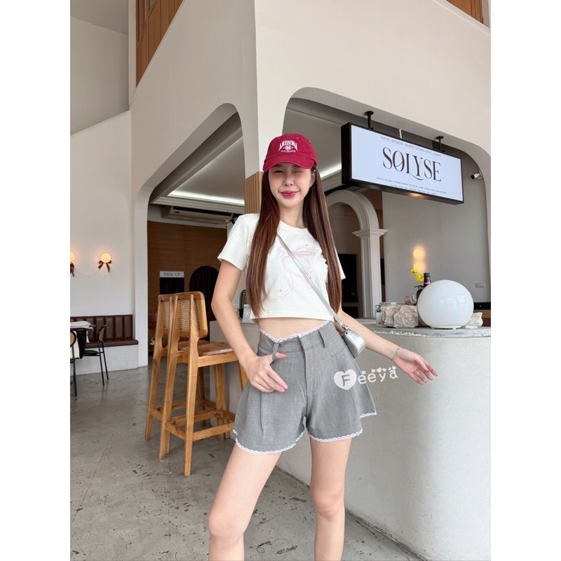 พร้อมส่ง!! กางเกงขาสั้นสไตล์เกาหลี แต่งลูกไม้ ผ้าสโนว์ สาวๆต้องมีติดตู้ ราคา ถูกที่สุด ดีลบีเคเค แกลเลอรีภาพที่ 5