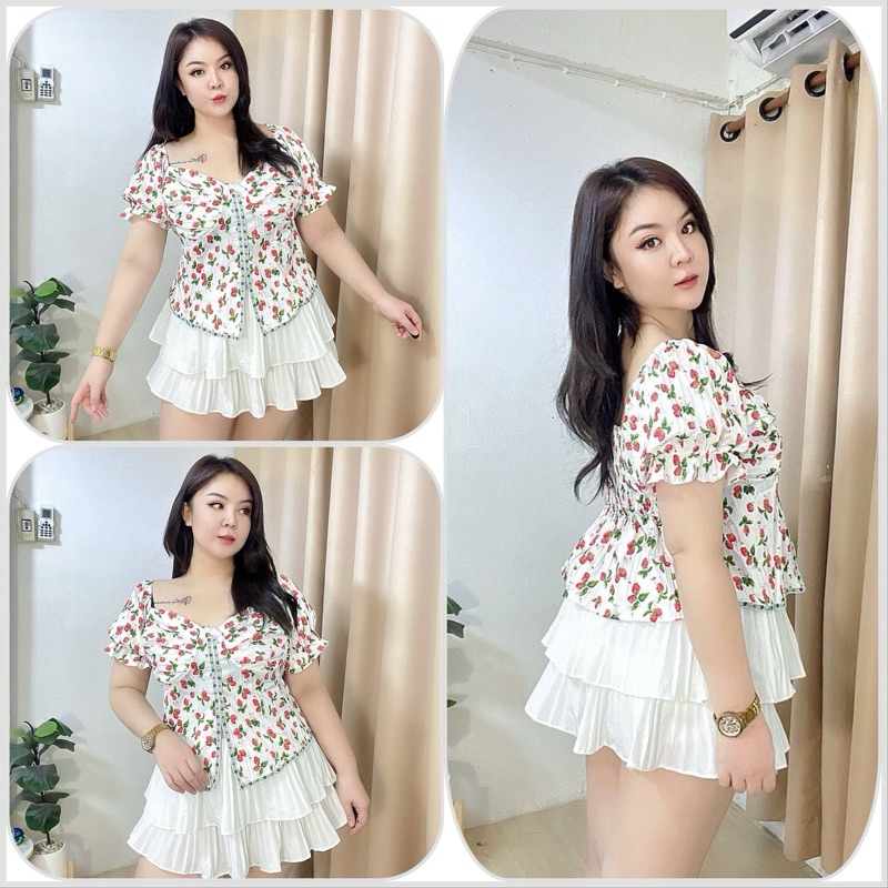 เสื้อสาวอวบ 🎉ลายสตอเบอรี่ เสื้อโบกี้สาวอวบ อกได้ 50“