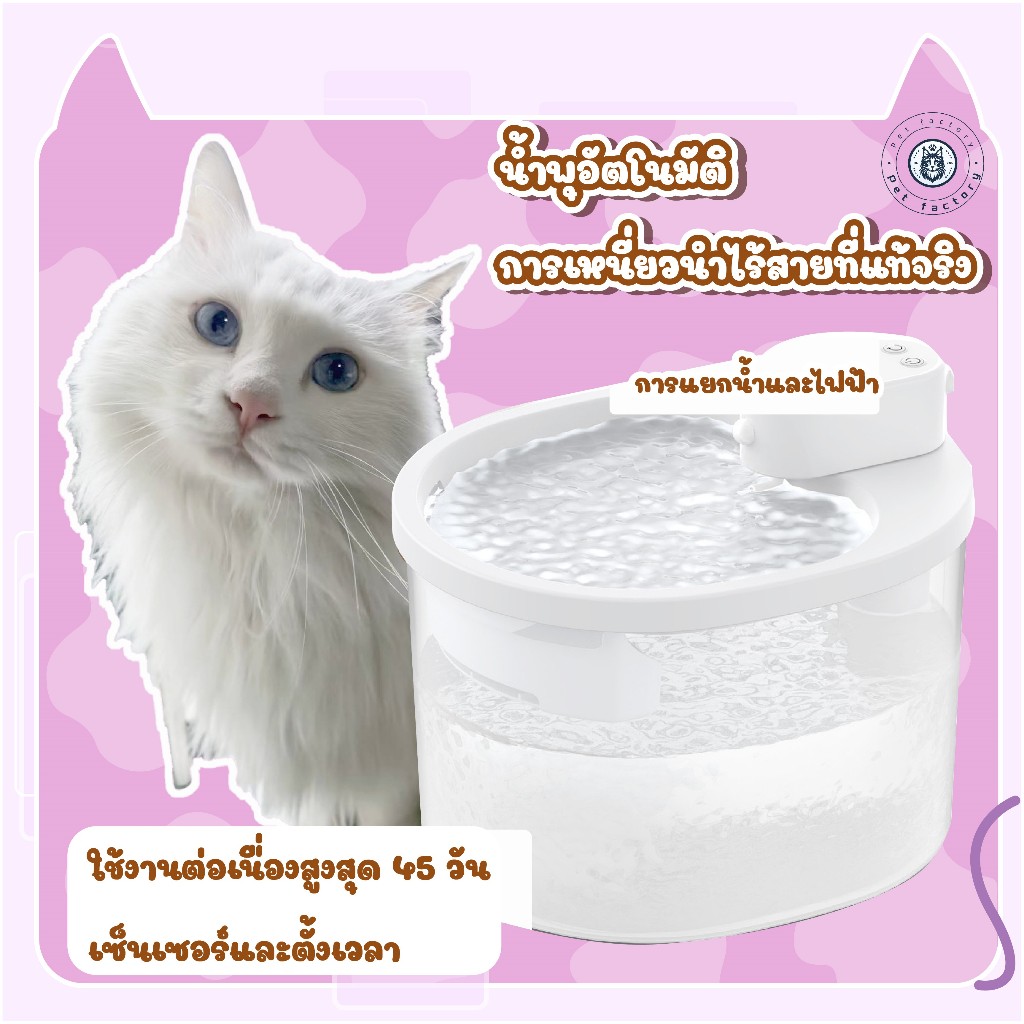 💎ให้น้ำแมวไร้สาย ชาร์จได้ หมุนเวียนน้ำอัตโนมัติ ระบบเซ็นเซอร์แสง UV ระบบกรอง 6 ชั้น💎