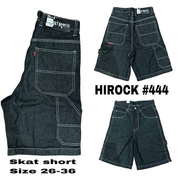 ขาสั้นยีนส์ทรงสเก็ต HIROCK Jeans no.444 size 26-36 ผ้ายีนส์สีกรมเข้ม ฟอกนุ่ม เอวกลาง แบบซิปเหล็ก ขาก