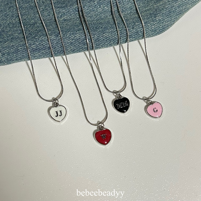 สร้อยคอจี้หัวใจ พร้อมติดตัวอักษรภาษาอังกฤษ A-Z ° ᡣ𐭩🥀 | สร้อยสแตนเลส | สร้อยตัวอักษร