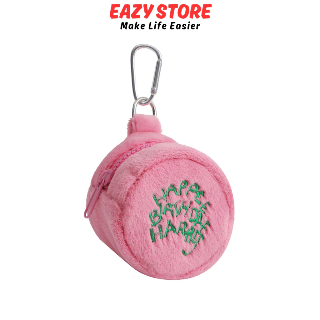 กระเป๋าใส่หูฟัง EAZY Pink Cake กระเป๋าใส่เหรียญ ใส่ AirPods พวงกุญแจขนนุ่ม สีชมพู กระเป๋าจิ๋วน่ารัก Mini Coin Pouch 2026