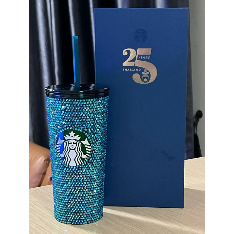 แก้ว Starbucks 25th Anniversary Blue Bling Cold Cup (16 oz.)