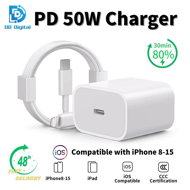 ชุดชาร์จ type c หัวชาร์จเร็ว 50w PD Charger หัวชาร์ทไว adapter 1 เครื่องชาร์จ + 1 สายชาร์จ