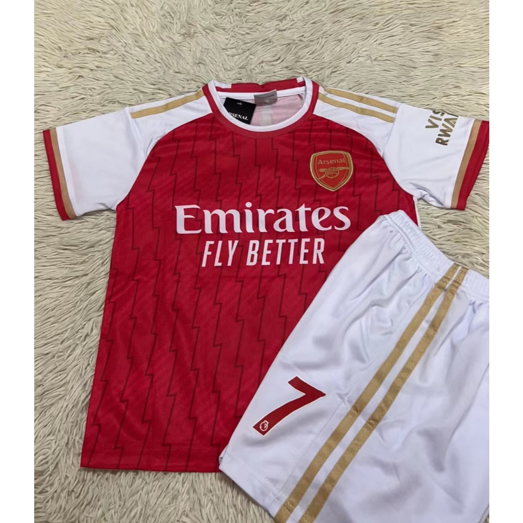 BBQชุดบอลเด็ก ชุดกีฬาเด็ก arsena ทีมอาร์เซน่อล 2023/24ได้ทั้งชุด (เสื้อ+กางเกง) ป้ายงานปัก สินค้าเกรดAAA