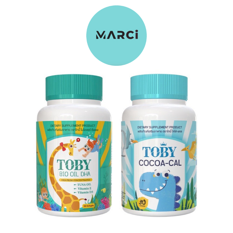 Toby Bio Oil Brand โทบี้ ไบโอ ออย DHA / Toby Cocoa-Cal D3 โทบี้ โกโก้ แคล [1กระปุก][30 แคปซูล]