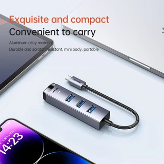 ⚡ส่งจาก กทม⚡Jasoz Type C USB 3.0 HUB to RJ45 อะแดปเตอร์การ์ดเครือข่าย สำหรับโทรศัพท์มือถือ แล็ปท็อป