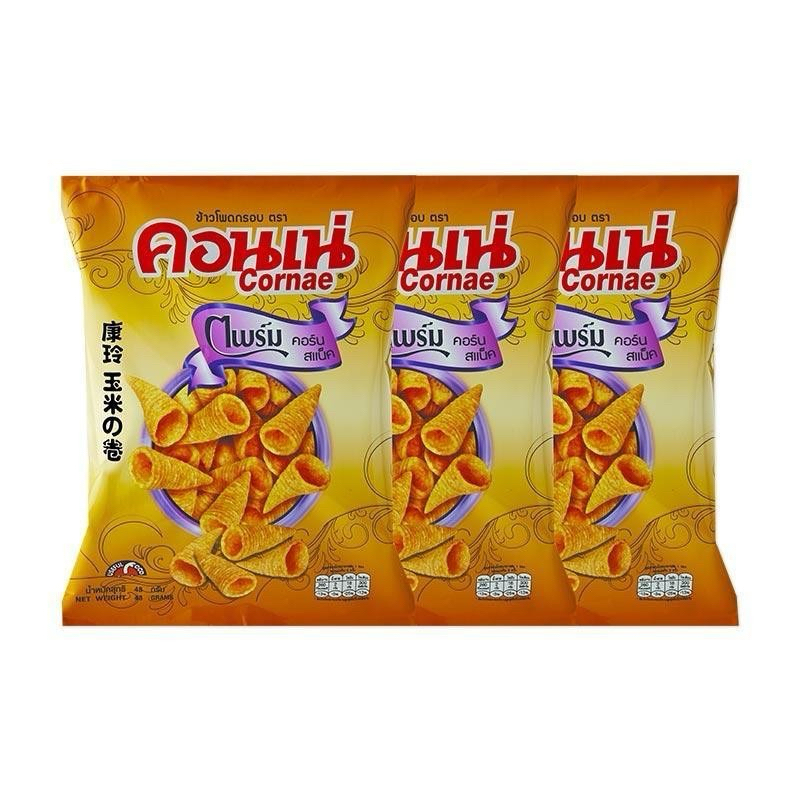 (ถุงใหญ่ แพ็ค3ห่อ) คอนเน่ ไพร์ม ข้าวโพดอบกรอบ 48 ก. x 3 / CORNAE Prime Corn Snack 48 g x 3